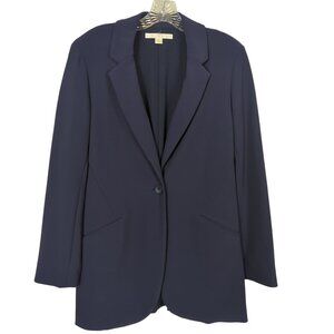 Boston Proper Blue Blazer Size 14 One button‎ Comfortable Career Slat Pockets